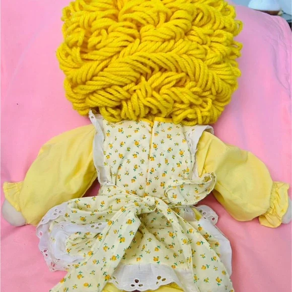 Handmade Yellow Rag Doll with Heart Apron - Picture 5 of 6